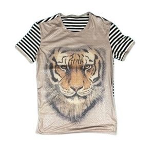 Tiger head striped tee